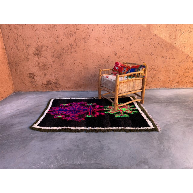 Textile Vintage Black Moroccan Cotton Rug For Sale - Image 7 of 9