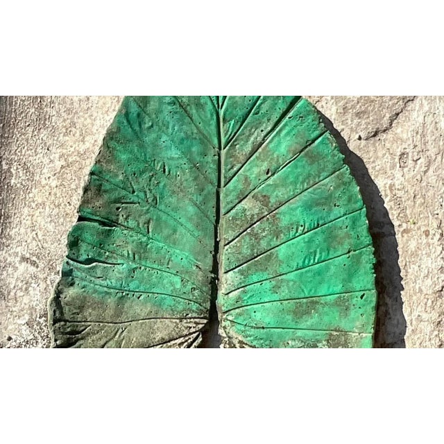 Vintage Monumental Boho Cast Concrete Elephant Ear Leaf For Sale - Image 13 of 14