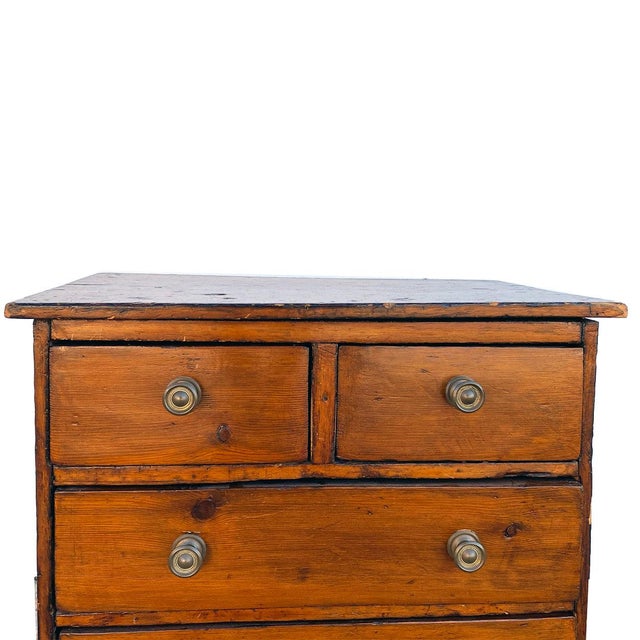 19th Century American New England Pine Miniature Chest of Drawers For Sale - Image 4 of 10