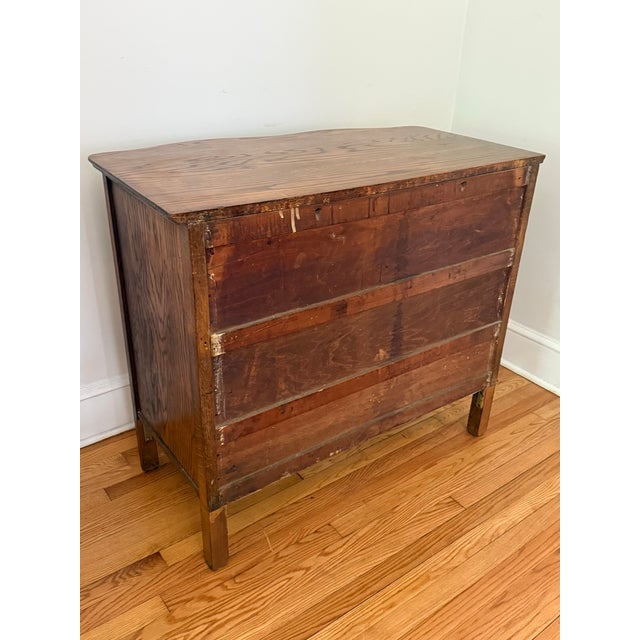 Antique Tiger Oak Serpentine Chest of Drawers With Mirror For Sale - Image 11 of 12