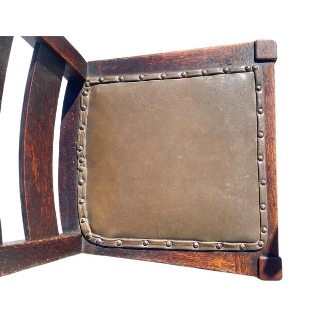 Early 20th Century Early 20th Century Pair of Antique Stickley Brothers Quaint Furniture Oak Chairs For Sale - Image 5 of 12