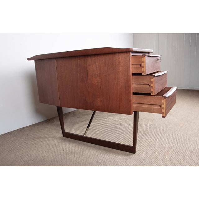Danish Boomerang Desk in Teak and Brass by Peter Lovig Nielsen for Dansk Design, 1968 For Sale - Image 6 of 18
