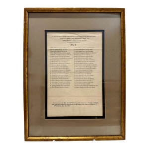 1840 Philadelphia District Court Juror List Antique Broadside Framed