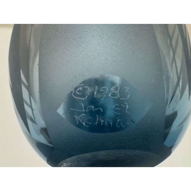 Late 20th Century Janet Kelman Handblown Glass Perfume Bottle Clear Stopper, Signed Studio Art Glass For Sale - Image 4 of 6