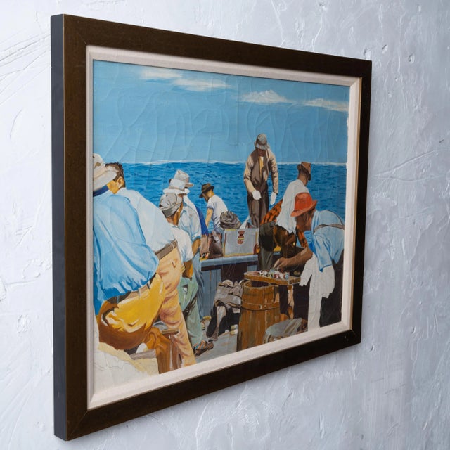 Fishermen Painting, 1940s For Sale - Image 4 of 9