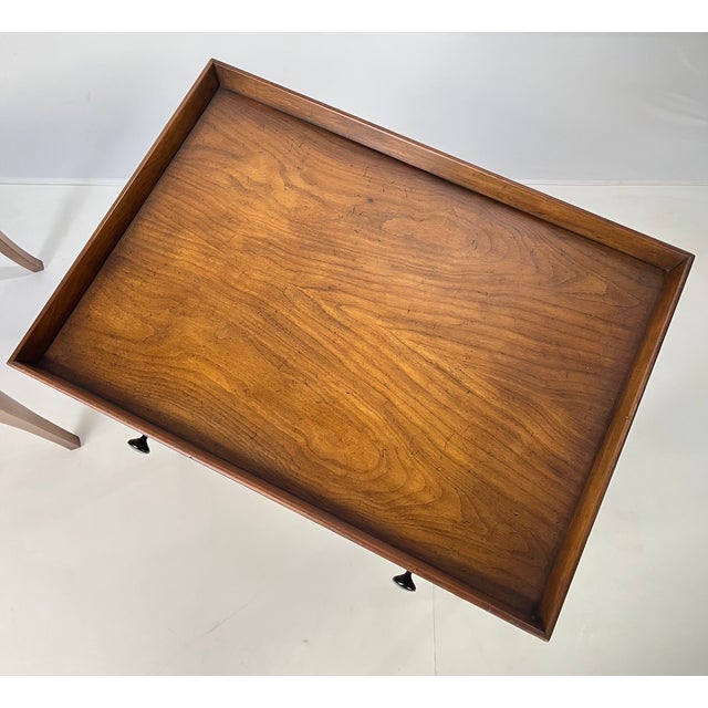 Pair of Vintage Baker Furniture French Country Side Tables With Candle Slides For Sale - Image 12 of 17