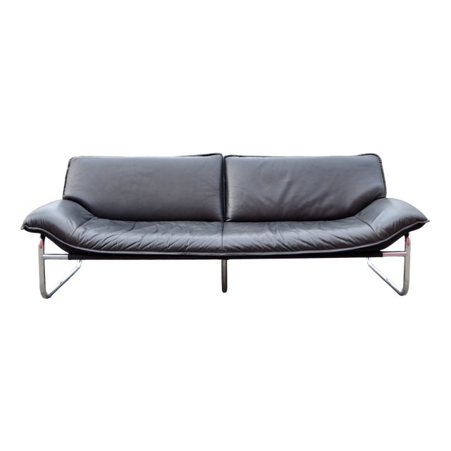 Leather Three-Seater Sofa by Johan Bertil Häggström for Swed-Form, 1980s For Sale