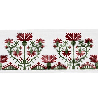 Schumacher Custis Embroidered Tape in Claret For Sale