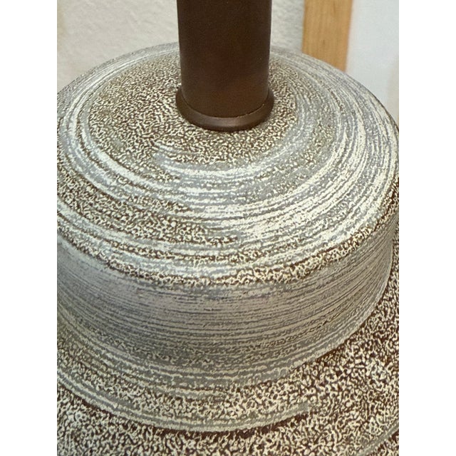 Ceramic Light Grey Hand Made Studio Glaze Vintage Mid Century Dutch Table Lamp For Sale - Image 4 of 7