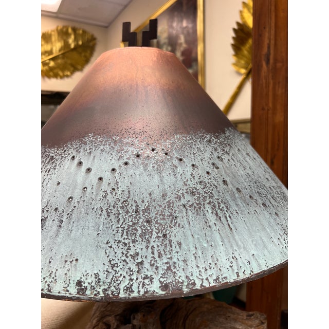 1980s Handcrafted Copper and Sonoran Desert Velvet Mesquite Wood Table Lamp - Organic Modern For Sale In West Palm - Image 6 of 18