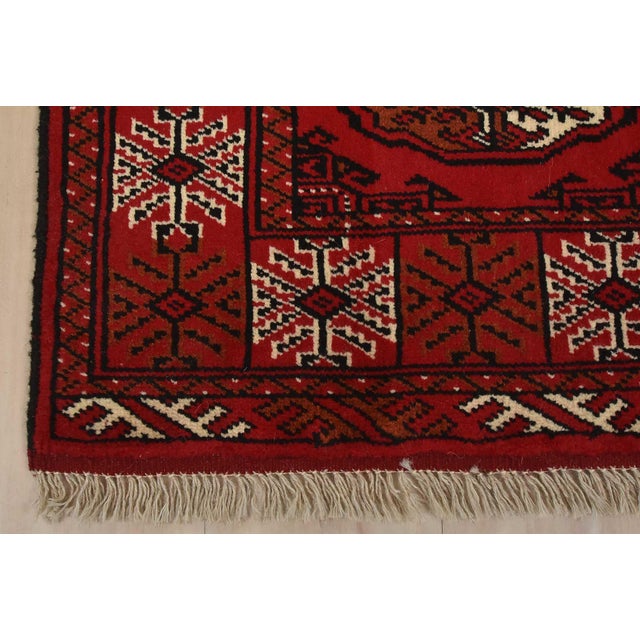 Turkmen Runner 2’5” X 9’6” Red Wool Vintage Tribal Hand-Knotted Oriental Rug For Sale - Image 9 of 12