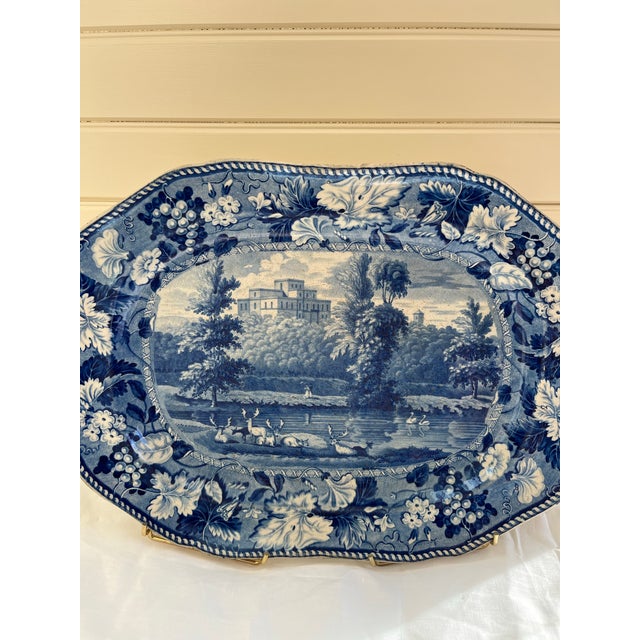 Exceptionally beautiful and rare blue & white transfer-printed landscape ceramic Pearlware platter depicting Kinmount...