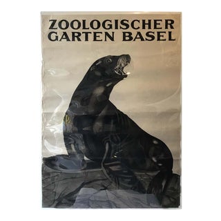 1930s Swiss Zoo Basel Seal on Rock Poster For Sale