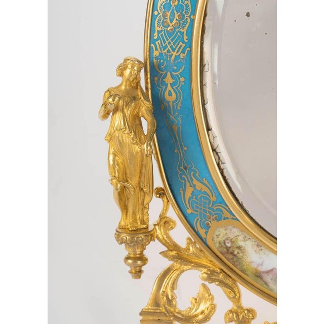 Napoleon III Table Mirror in Gilt Bronze and Sèvres Enamelled Porcelain For Sale - Image 3 of 8