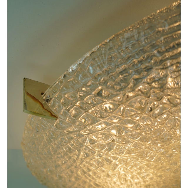 Vintage Ice Glass Ceiling Lamp Flush Mount with Relief Surface from Kaiser-Leuchten, 1960s For Sale - Image 13 of 18