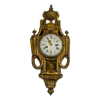 Late 18th Century Cronier Paris Louis XVI Period Gilt Bronze Wall Clock France For Sale