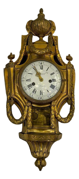 Late 18th Century Cronier Paris Louis XVI Period Gilt Bronze Wall Clock France