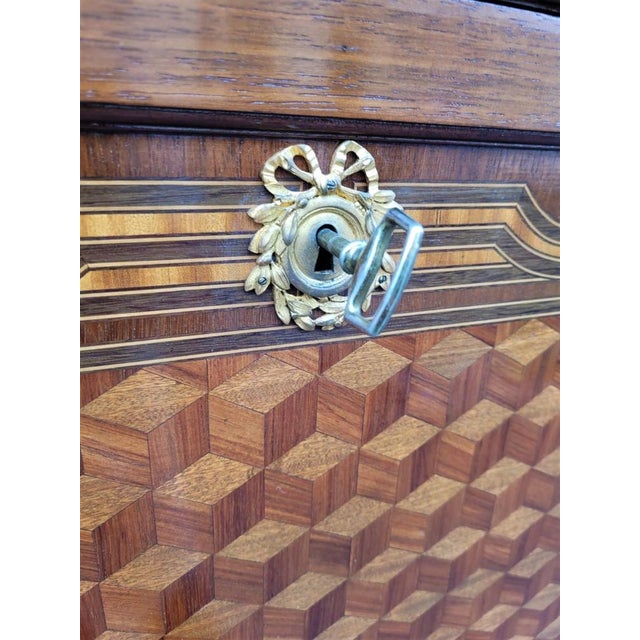 Grand Secretary with Flap in Marquetry, Late 19th Century For Sale - Image 16 of 18