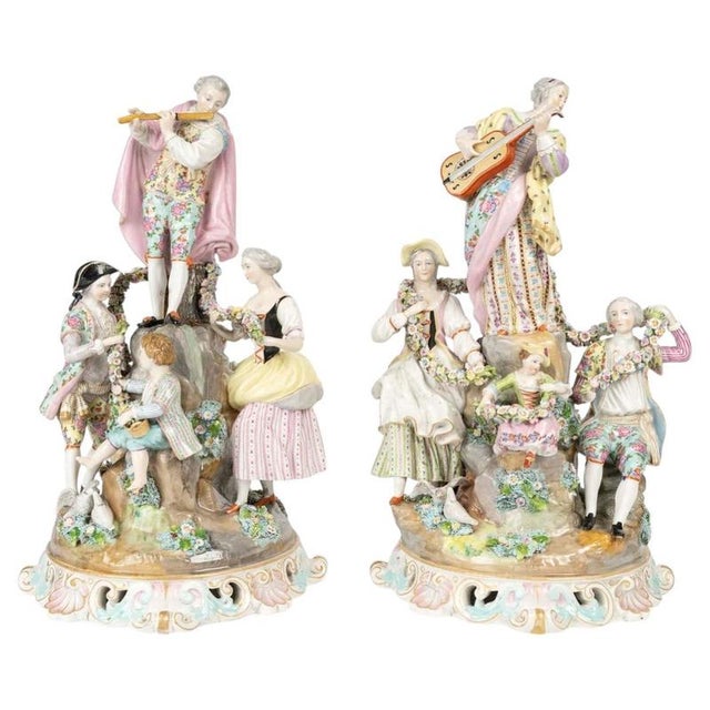 19th Century Napoleon III Porcelain Figurines from Meissen For Sale - Image 13 of 13