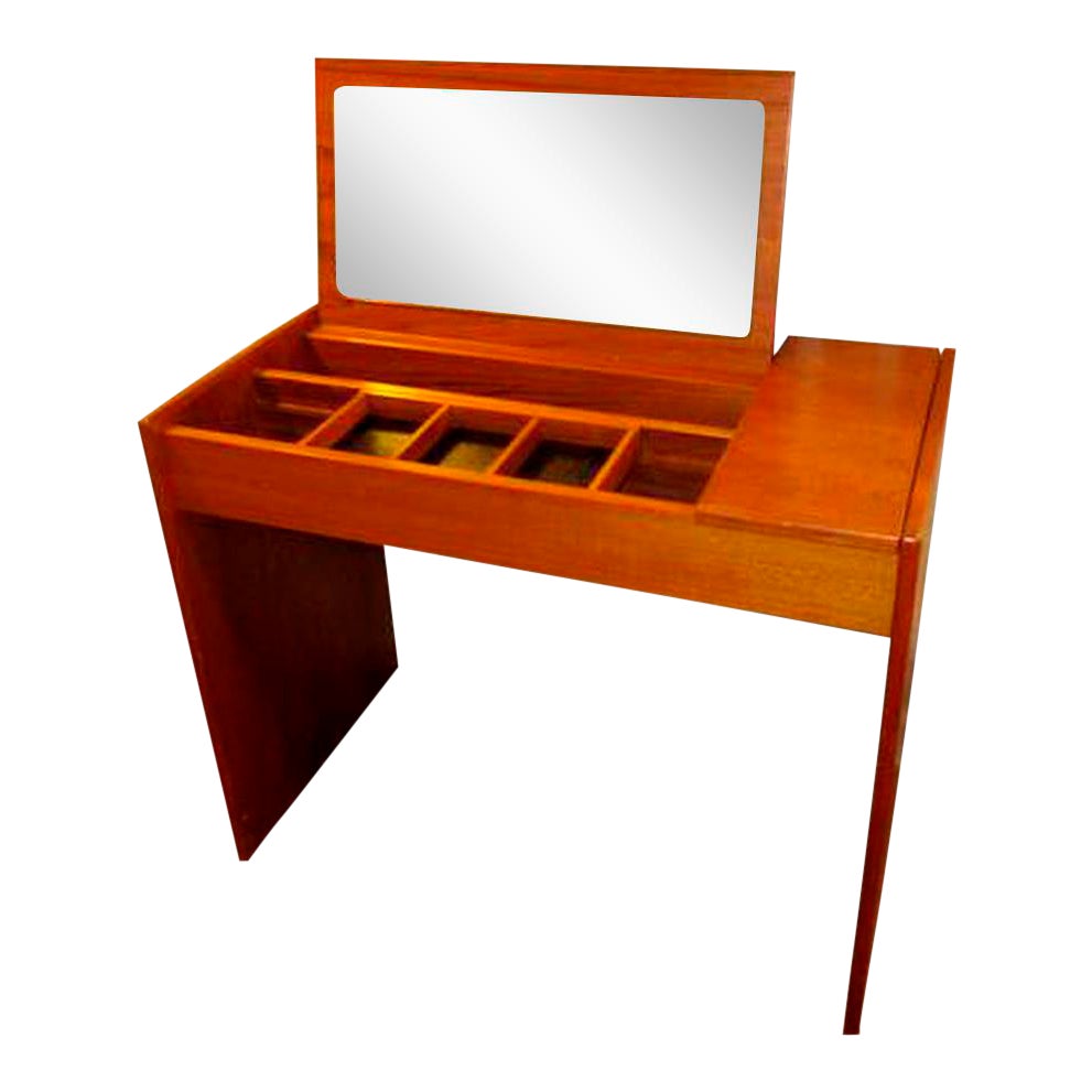 Mid Century Teak Danish Modern Flip Top Vanity Chairish