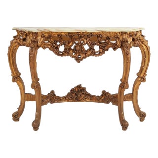 Louis XV Style Console with Marble Top, France, 1970s For Sale