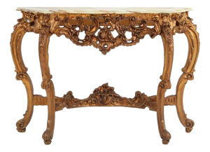 Louis XV Style Console with Marble Top, France, 1970s