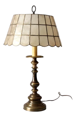 Mid-Century Brass Table Lamp With Capiz Shell Shade