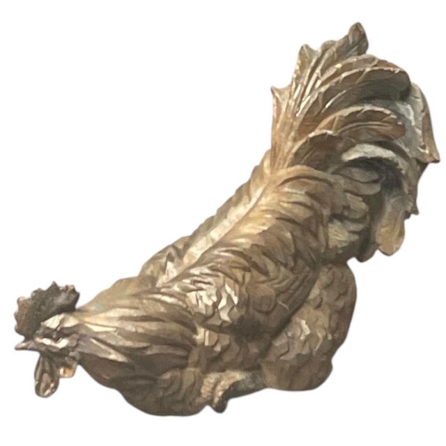 Vintage Cast Iron Nesting Rooster Sculpture – Rustic Gray & Rust Patina For Sale In West Palm - Image 6 of 12