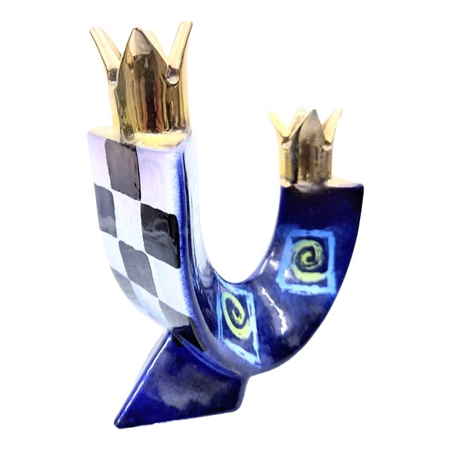 Danish Postmodern Studio Ceramic Candlestick by Jesper Packness, 1980s For Sale