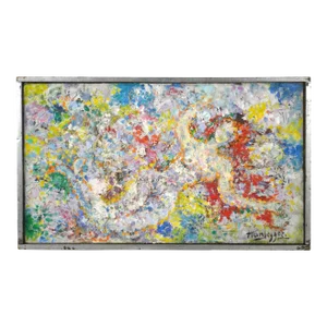 Mid 20th Century John Hansegger Abstract Expressoinist Splatter Painting Floating Nude Signed, Framed