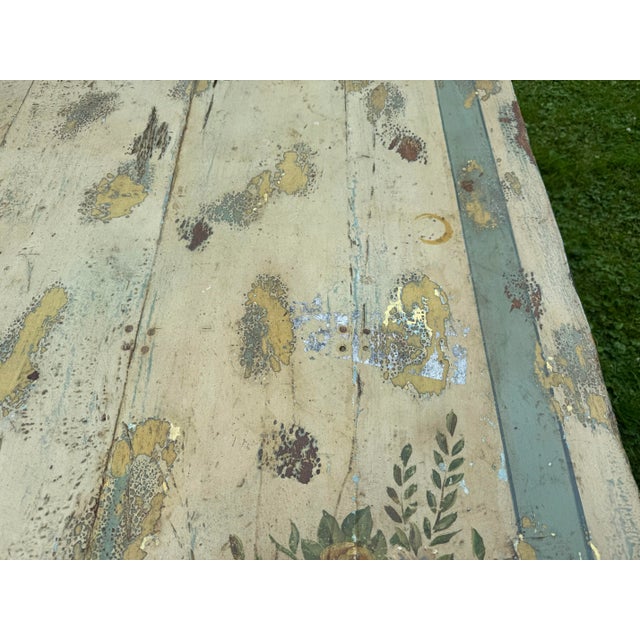 Vintage Primitive French Country Style Floral Paint Decorated Dining Table For Sale - Image 6 of 10