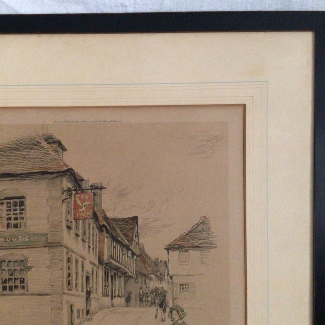 English Framed Signed Color Lithograph of the Spread Eagle Inn in Midhurst by British Artist Cecil Aldin For Sale - Image 3 of 8