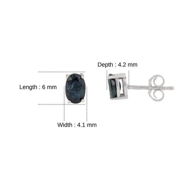 A Pair of Moody Blue Sapphire 4.8 Ct Oval Stud Earrings in 925 Silver - Minimalist Luxe For Sale - Image 10 of 13