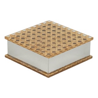 Mid-Century Modern Box in Rattan and Chrome from Christian Dior, 1970s For Sale