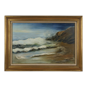 Vintage Oil Painting of Southern California Seascape by Nadine Pollard