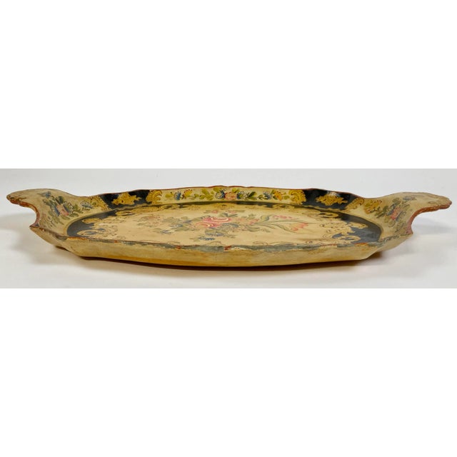 Hand-Painted Japanese Floral Tray For Sale - Image 4 of 9