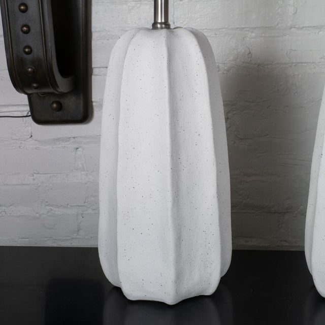 Metal Organic Channeled Composition Table Lamps - a Pair For Sale - Image 7 of 9