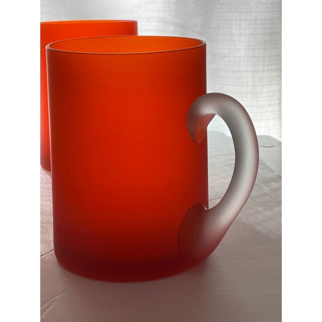 Set of 5 Vintage Orange Satin Glass Carlo Moretti Mugs For Sale - Image 12 of 13