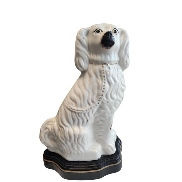 Lovely antique English Victorian Staffordshire dog figurine fashioned into a large table lamp. Working condition, vintage...