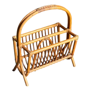 1970s Bamboo and Reed Magazine Rack