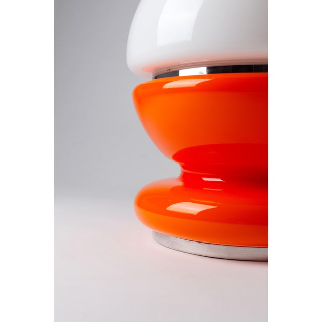 1970s Vintage Space Age Spanish Table Lamp in Orange and White Glass, 1970s For Sale - Image 5 of 8