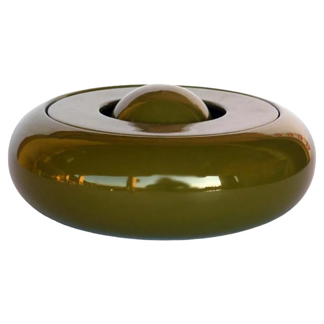 Space Age Italian Green Ceramic Ashtray, 1960s For Sale