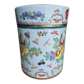 19th Century Large Famille Rose Chinese Porcelain Tea Caddy For Sale