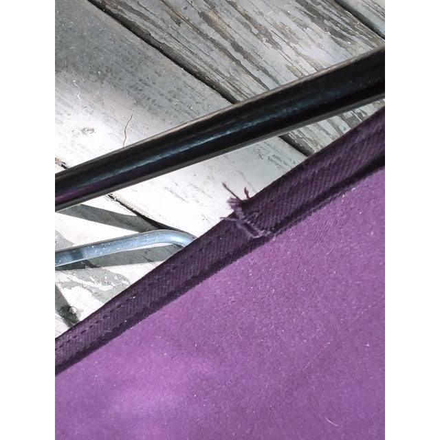 Mid-Century Modern Hardoy Style Welded Solid Wrought Iron BKF Butterfly Chair With Purple Canvas Seat For Sale - Image 14 of 15