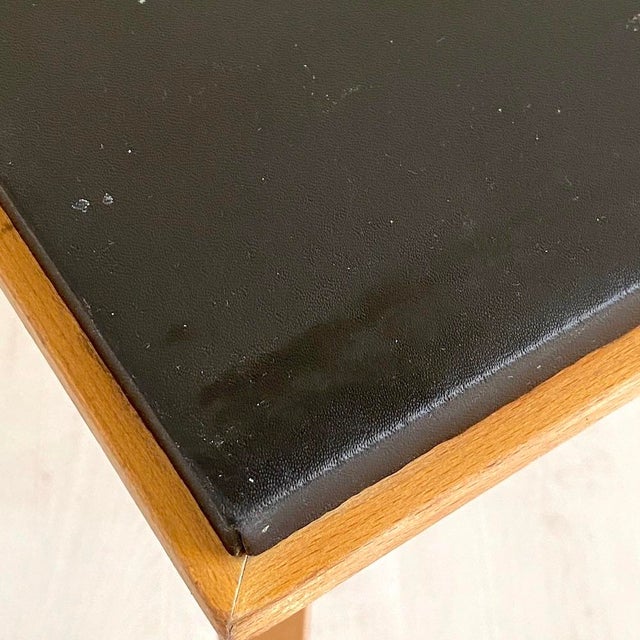 Black Folding Coffee Table in Plideal Beech and Faux Leather, 1950s For Sale - Image 8 of 11