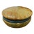 Vintage Italian Hand Carved Amber, Gold and Olive Green Round Alabaster Marble Trinket Box For Sale