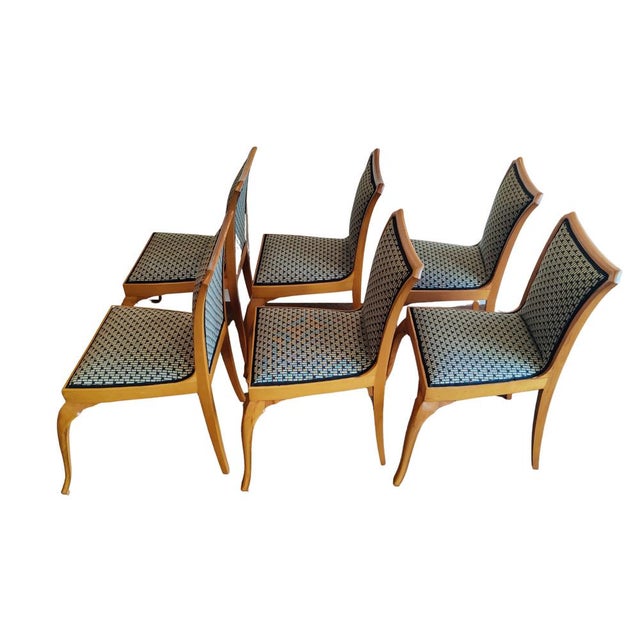 Vintage German Art Deco Dining Chairs in Pear Wood, 1890s, Set of 6 For Sale - Image 6 of 8