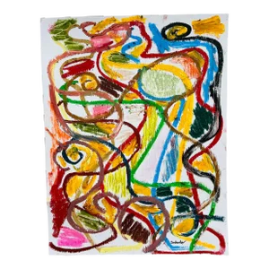 Original Abstract Pastel Drawing by Erik Sulander on Paper, Signed.