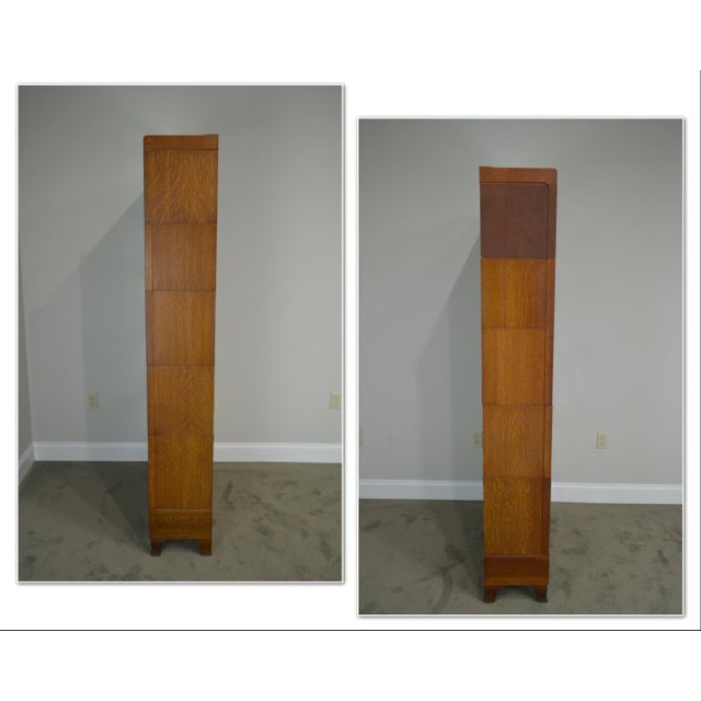 Antique Oak 5 Section Stacking Barrister Bookcase With Drawer by Weis