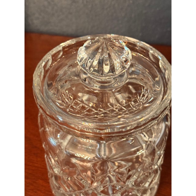 Vintage Crystal Cut Glass Biscuit - Cookie - Candy Jar - Pineapple Cut For Sale - Image 9 of 14